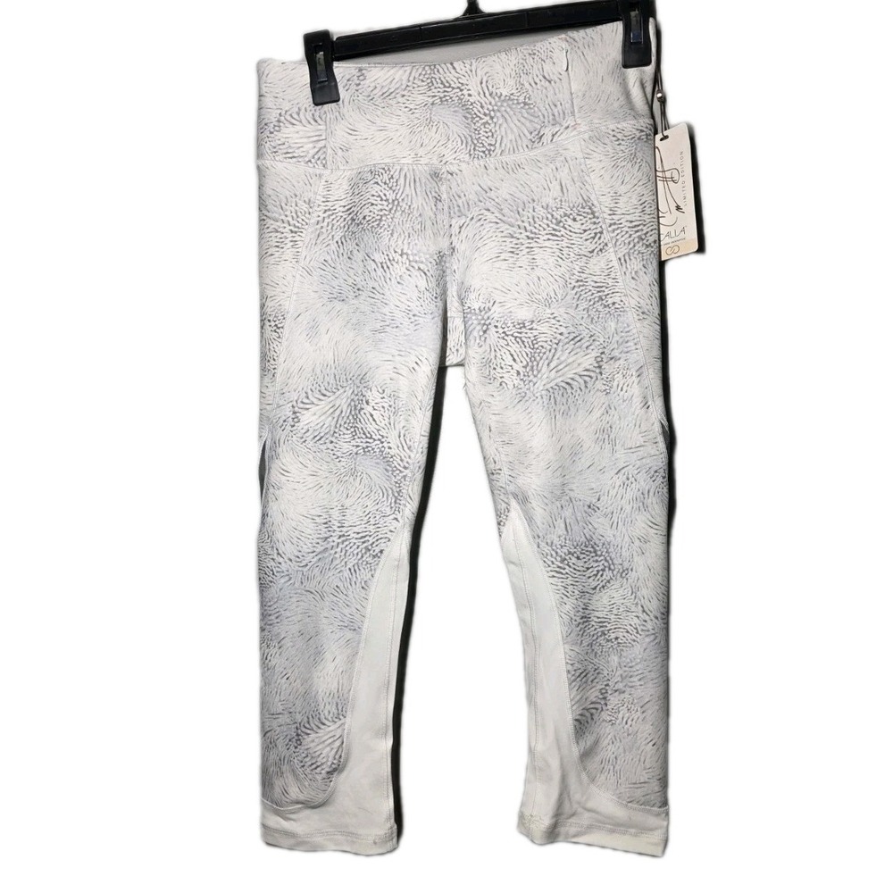 Calia By Carrie Underwood Size M White &Gray Sea Anemone Mesh Cropped Leggings